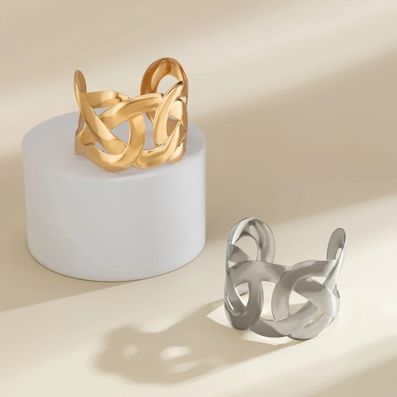 Lacteo Vintage zlatna boja Twist Geometric Bangle za žene Nakit na ruci Široko otvorena manšeta Narukvica Festivalski pribor Poklon