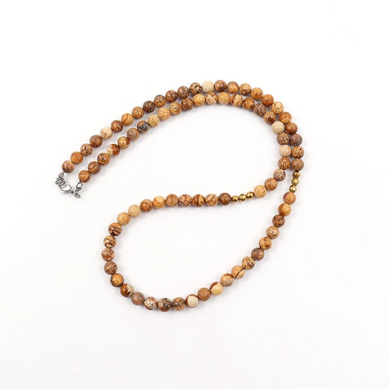 2022. aasta uus klassikaline kivist kaelakee, meeste lihtne käsitsi valmistatud 6 mm sinisest kivist pärlitega kaelakee meestele, ehe kingitus