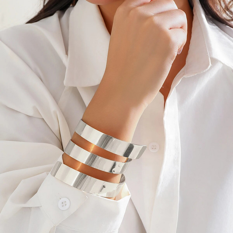 Lacteo Punk plata smago metālu aproču rokassprādze sievietēm gludas spirālveida formas kuplas zelta krāsas aproces Sieviešu ballītes modernas rotaslietas