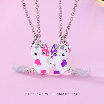 Νέο κολιέ μόδας χαριτωμένο γάτα για γυναίκες BFF Best Friend Magnet Attract Love Κρεμαστό Ζευγάρι Friendship Κοσμήματα Δώρο 2 ΤΕΜ/Σετ