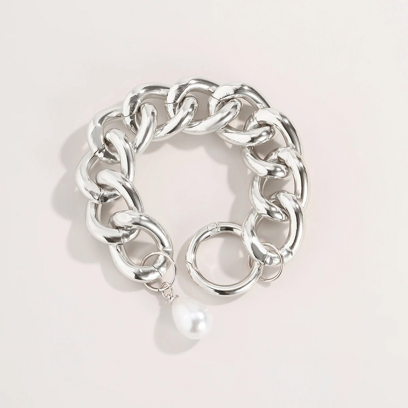 Lacteo Trendy zlatne boje lančane narukvice za žene muškarce šarm nepravilne imitacije bisera dekor narukvica nakit veleprodaja darovi