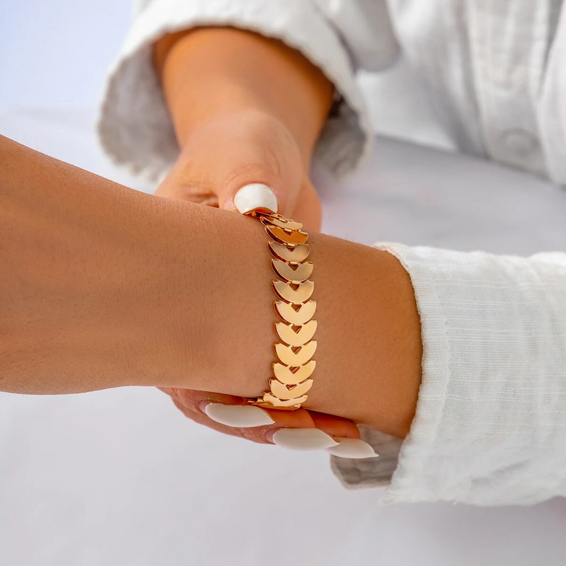 Lacteo trendi narukvica u obliku latica zlatne boje za žene Nakit Metalni lančić Narukvice na ruci Ženska moda za vjenčanje