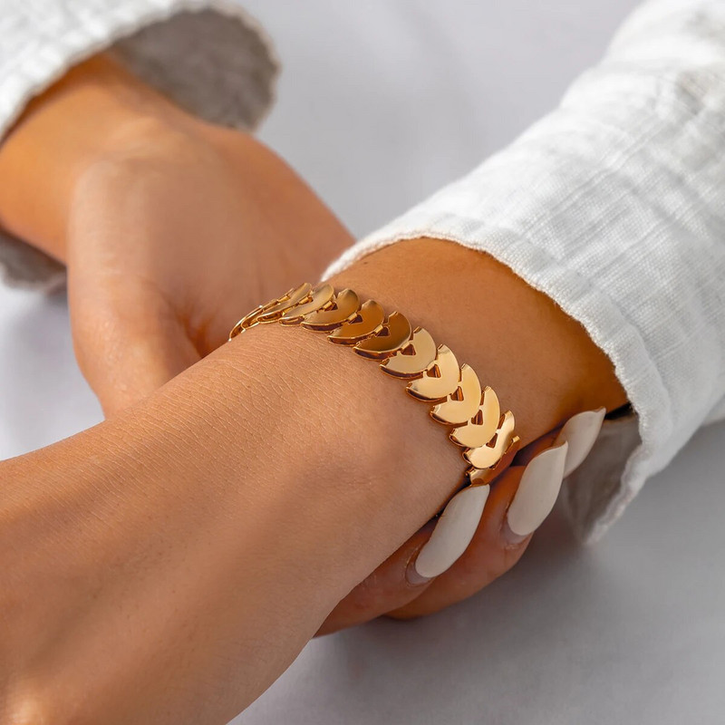 Lacteo trendi narukvica u obliku latica zlatne boje za žene Nakit Metalni lančić Narukvice na ruci Ženska moda za vjenčanje