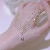 Vintage Ogrlice s privjescima od bisera Lanac s perlama Ogrlica za ključnu kost Elegantna višeslojna ogrlica za žene Nakit za vrat Pokloni