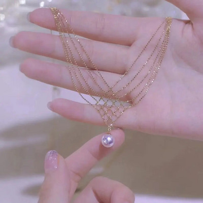 Vintage Ogrlice s privjescima od bisera Lanac s perlama Ogrlica za ključnu kost Elegantna višeslojna ogrlica za žene Nakit za vrat Pokloni