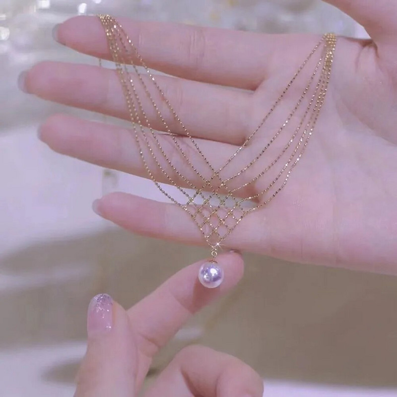 Vintage Ogrlice s privjescima od bisera Lanac s perlama Ogrlica za ključnu kost Elegantna višeslojna ogrlica za žene Nakit za vrat Pokloni