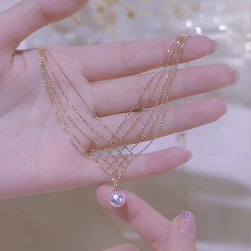 Vintage Ogrlice s privjescima od bisera Lanac s perlama Ogrlica za ključnu kost Elegantna višeslojna ogrlica za žene Nakit za vrat Pokloni