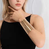 Γυναικείο βραχιόλι με μανσέτα Lacteo Punk Punk Χρυσό Χρώμα Χοντρό λείο φαρδύ βραχιόλι Exaggerated γυναικεία κοσμήματα Steampunk πάρτι Δώρα Νέα