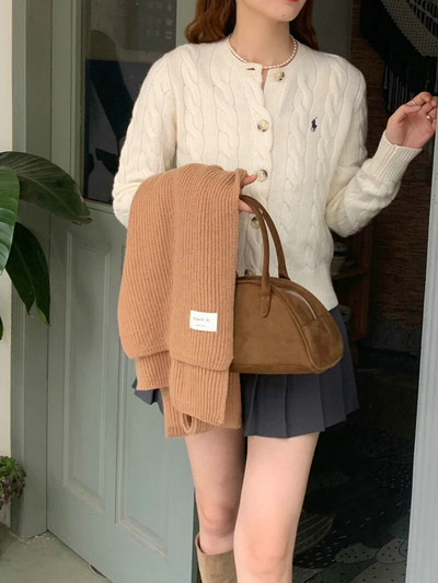 Vienkrāsains trikotāžas daudzpusīgs šalle sievietēm Ziemas mīksta un lipīga korejiešu versija, silta šalle sievietēm