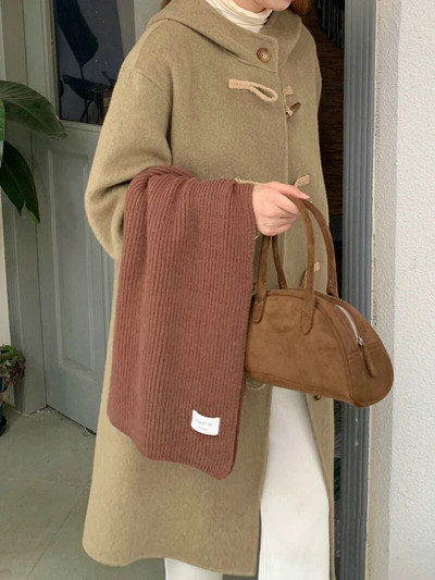 Vienkrāsains trikotāžas daudzpusīgs šalle sievietēm Ziemas mīksta un lipīga korejiešu versija, silta šalle sievietēm