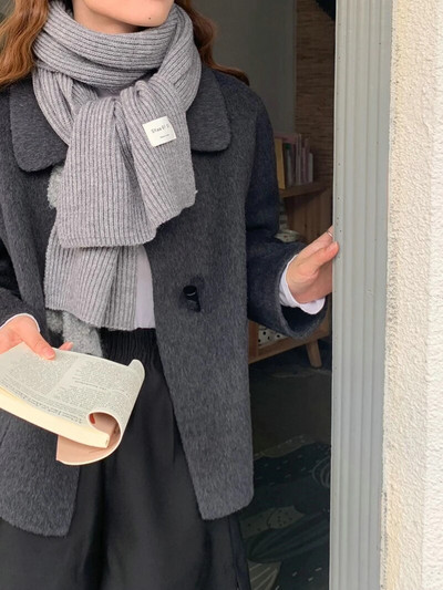 Vienkrāsains trikotāžas daudzpusīgs šalle sievietēm Ziemas mīksta un lipīga korejiešu versija, silta šalle sievietēm