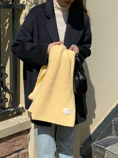 Vienkrāsains trikotāžas daudzpusīgs šalle sievietēm Ziemas mīksta un lipīga korejiešu versija, silta šalle sievietēm