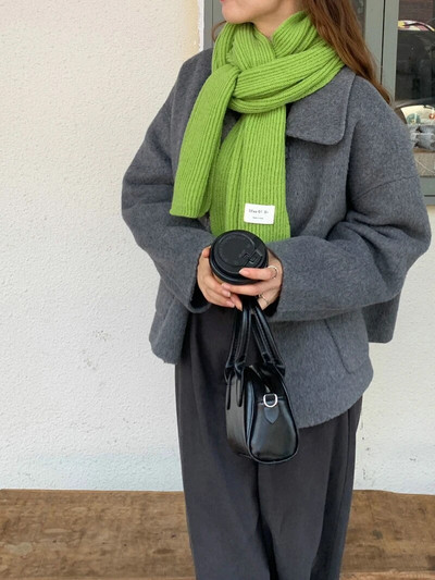 Vienkrāsains trikotāžas daudzpusīgs šalle sievietēm Ziemas mīksta un lipīga korejiešu versija, silta šalle sievietēm