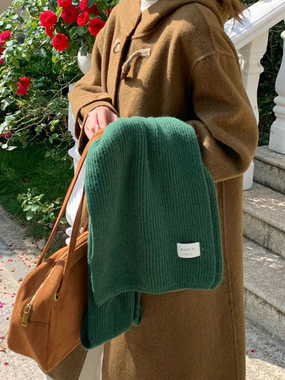 Vienkrāsains trikotāžas daudzpusīgs šalle sievietēm Ziemas mīksta un lipīga korejiešu versija, silta šalle sievietēm