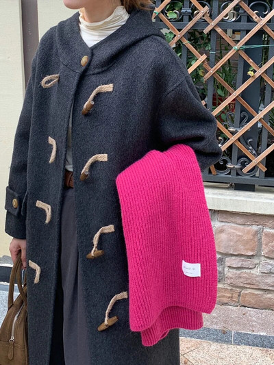 Vienkrāsains trikotāžas daudzpusīgs šalle sievietēm Ziemas mīksta un lipīga korejiešu versija, silta šalle sievietēm