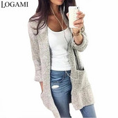 Kardigan Ženski dugi sivi pleteni džemper Kardigani Ženski jesenski kardigan Feminino Camisola Sueter Mujer 2018. Kaput