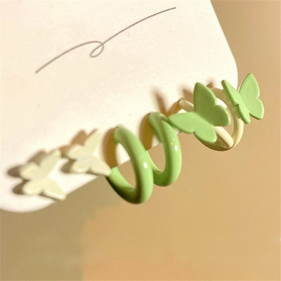 Boho ljubičasta leptir cvjetna zvijezda Mini set naušnica za žene Korejski modni obruč Metalne akrilne biserne naušnice Nakit za zabave