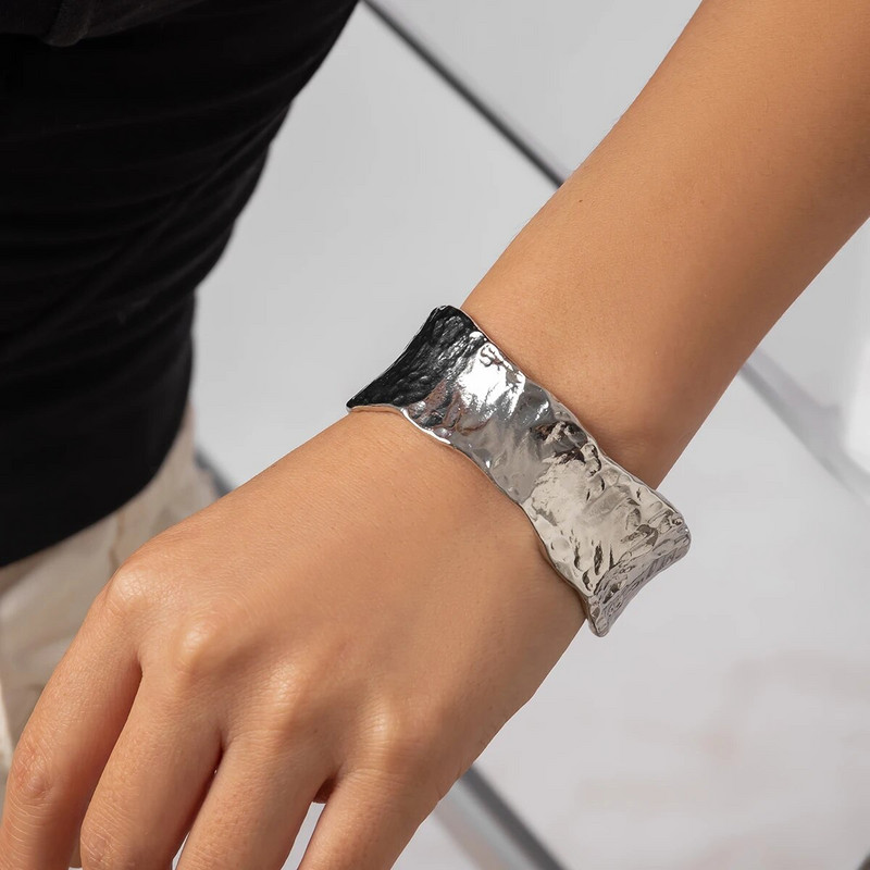 Lacteo egyszerű, szabálytalan alakú nyitott mandzsetta karkötő női ékszerek fém arany színű széles karkötők parti esküvői lányok új divatos