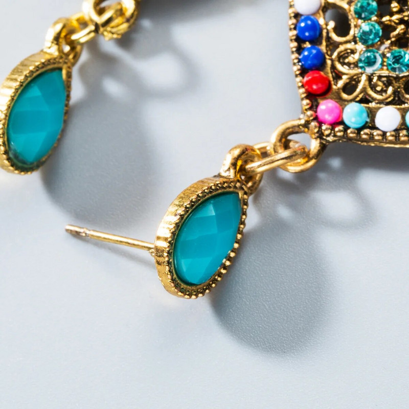 Etniskā greznība, lieli kulonu auskari, smaragda kristāla auskari, dāmu auskari, aksesuāri, dāvanas svētkos, kāzu auskari