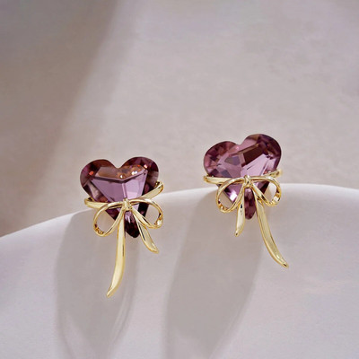 Dodaci za žene Temperament Ljubičasti kristali Ljubavne naušnice za žene Mašnica Naušnice s nitom Naušnica Godišnjica vjenčanja Nakit privjesak