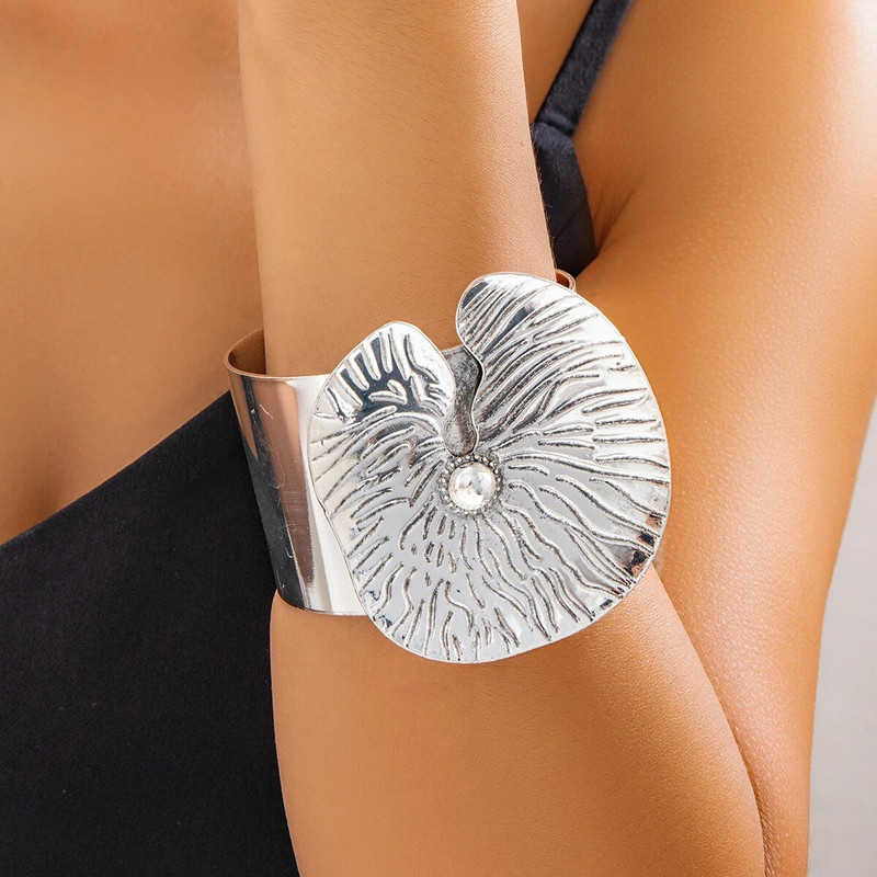 Lacteo Steampunk Wide Big Cuff narukvica za žene Heavy Metal Geometric Zlatna narukvica Y2K nakit Ženski dodaci Party