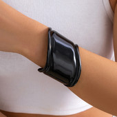 Lacteo Punk fekete széles hajlított mandzsetta karkötő nőknek Heavy Metal nagy nyitott karperec Hip Hop ékszer kézi parti Street Girls új