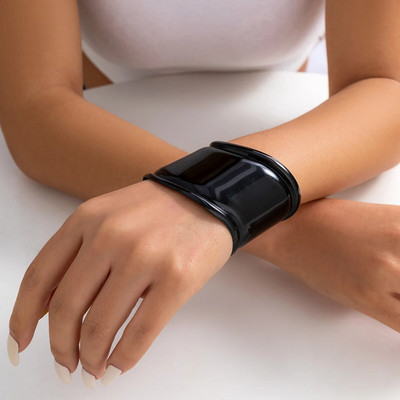 Lacteo Punk fekete széles hajlított mandzsetta karkötő nőknek Heavy Metal nagy nyitott karperec Hip Hop ékszer kézi parti Street Girls új