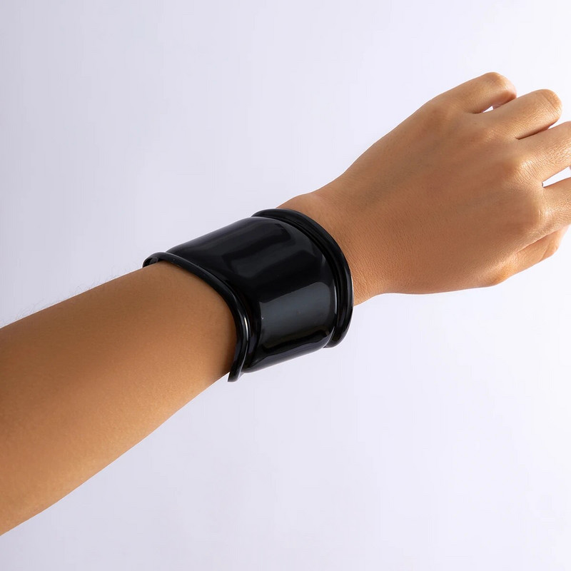 Lacteo Punk fekete széles hajlított mandzsetta karkötő nőknek Heavy Metal nagy nyitott karperec Hip Hop ékszer kézi parti Street Girls új