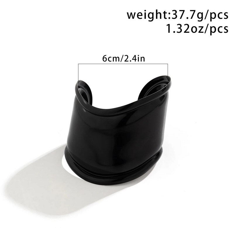 Lacteo Punk fekete széles hajlított mandzsetta karkötő nőknek Heavy Metal nagy nyitott karperec Hip Hop ékszer kézi parti Street Girls új