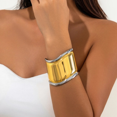 Lacteo Punk Mix Szín széles mandzsetta karkötő Női divat Fém Szabálytalan nyitott karkötők Ékszerek Női Lány Buli Kiegészítők Új