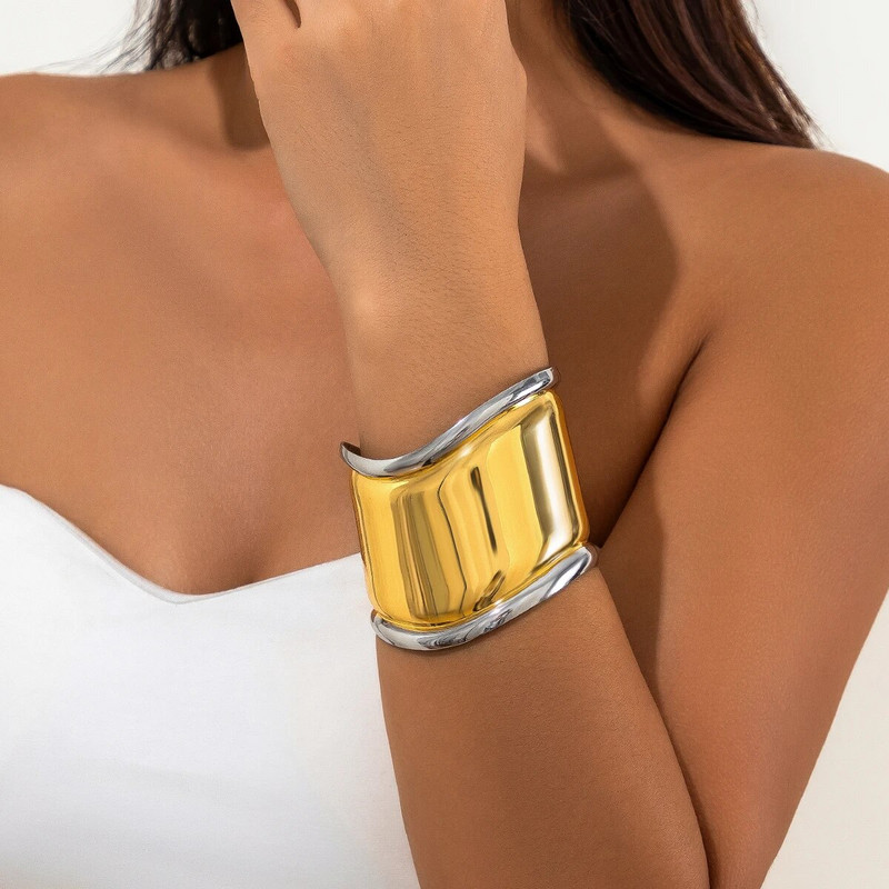 Lacteo Punk Mix Szín széles mandzsetta karkötő Női divat Fém Szabálytalan nyitott karkötők Ékszerek Női Lány Buli Kiegészítők Új