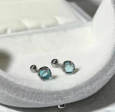 Slatke šarene naušnice s klinovima s mjesečevim kamenom za žene, djevojke, slatke okrugle naušnice s spiralom hrskavice za bušenje ušiju od nakita