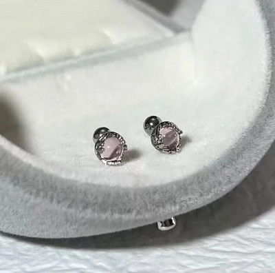 Slatke šarene naušnice s klinovima s mjesečevim kamenom za žene, djevojke, slatke okrugle naušnice s spiralom hrskavice za bušenje ušiju od nakita