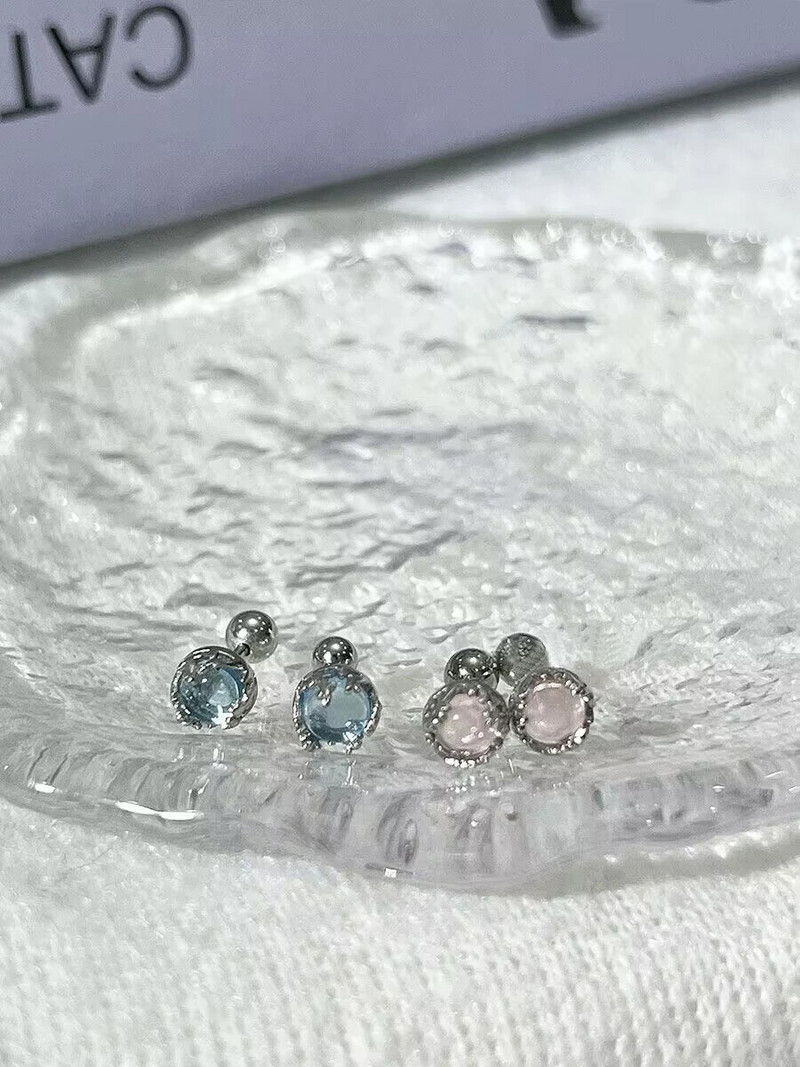 Slatke šarene naušnice s klinovima s mjesečevim kamenom za žene, djevojke, slatke okrugle naušnice s spiralom hrskavice za bušenje ušiju od nakita