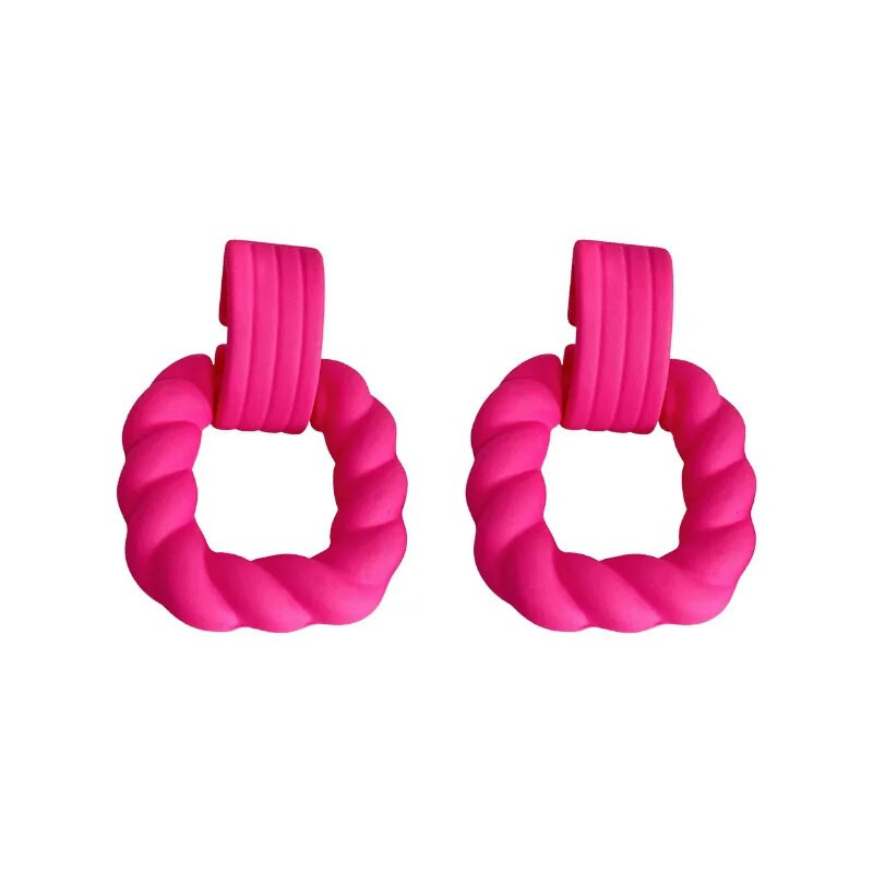 Korejske ljetne nove ruže crvene žute plave šuplje četvrtaste upečatljive viseće naušnice za žene modne djevojke Boucle oreille femme