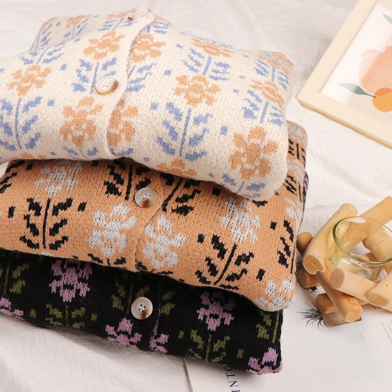 Rudens jaka sievietēm, salds trikotāžas džemperis Cozy Preppy Ulzzang Cute brīvdienu brīvs trikotāžas mētelis, biezināts, velkams sieviešu