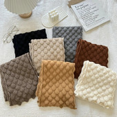 Korejas versija Fishe Scale Lines trikotāžas šalle sievietēm ziemas mīksta un lipīga vienkrāsaina šalle sievietēm