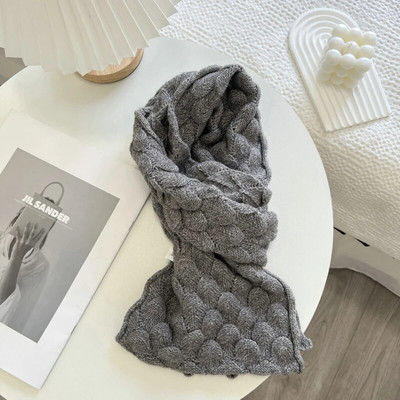 Korejas versija Fishe Scale Lines trikotāžas šalle sievietēm ziemas mīksta un lipīga vienkrāsaina šalle sievietēm