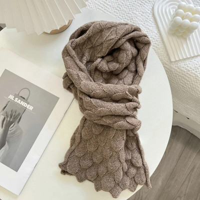 Korejas versija Fishe Scale Lines trikotāžas šalle sievietēm ziemas mīksta un lipīga vienkrāsaina šalle sievietēm