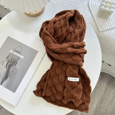 Korejas versija Fishe Scale Lines trikotāžas šalle sievietēm ziemas mīksta un lipīga vienkrāsaina šalle sievietēm