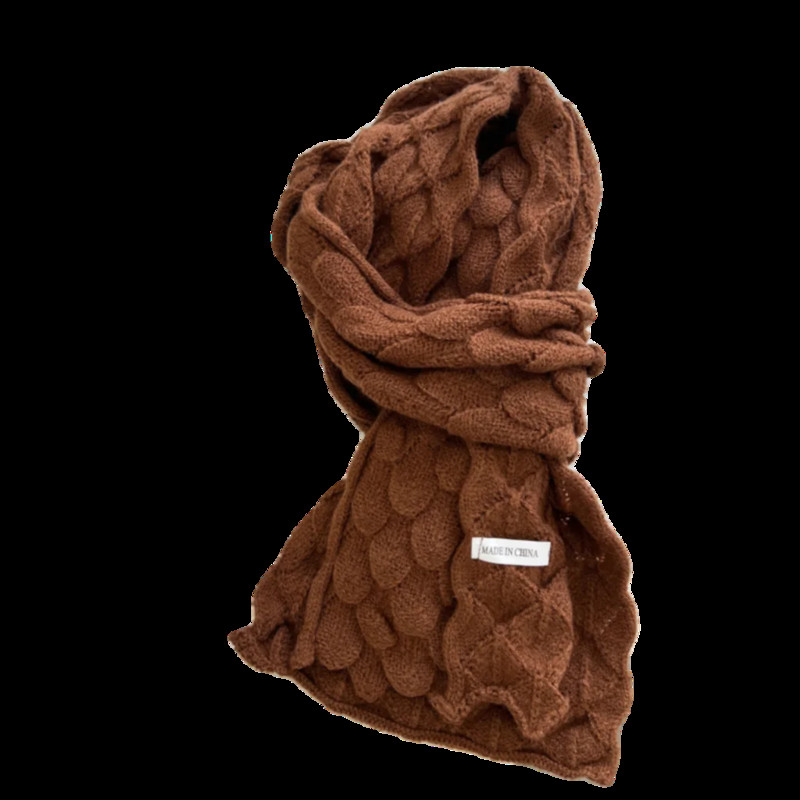 Korejas versija Fishe Scale Lines trikotāžas šalle sievietēm ziemas mīksta un lipīga vienkrāsaina šalle sievietēm