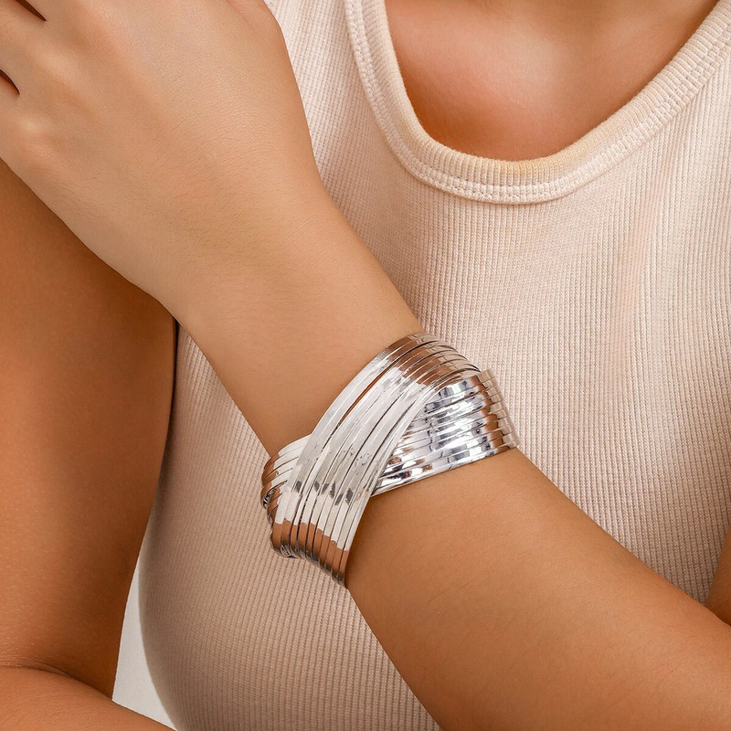 Lacteo Fashion Cross Wide Cuff Bangles Stripe Pattern Narukvica Otvor za žene Pokloni za zabave Nakit Vjenčanje Ženske narukvice