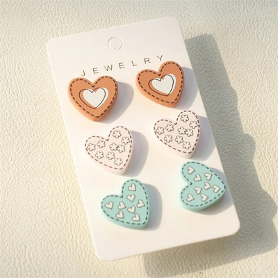 3 para Macaron Šarene geometrijske okrugle četvrtaste naušnice za žene Djevojke Koreja Slatke male naušnice Vjenčani nakit