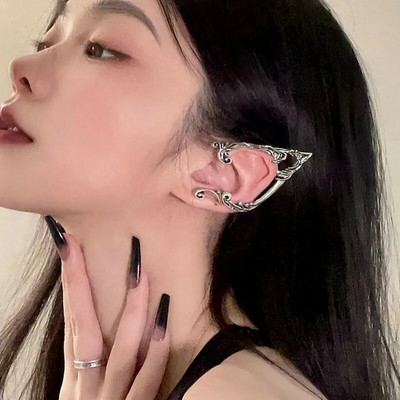 Goth Fairy Ear Cuff auskaras Tamsus Elf Ear Clip Be auskarų auskarai Moterims Pankų Helovino auskarų papuošalų vakarėlis