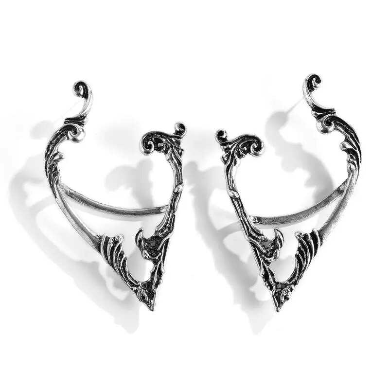 Goth Fairy Ear Cuff fülbevaló Dark Elf Ear Clip Piercing nélküli fülbevaló nőknek Punk Halloween füldugóval készült ékszerparti