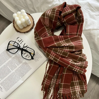 Klasični retro karirani šal Topli zimski šalovi za žene Lijepe modne ležerne marame u korejskom stilu za žene