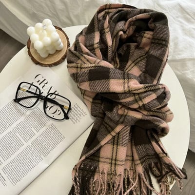 Klasični retro karirani šal Topli zimski šalovi za žene Lijepe modne ležerne marame u korejskom stilu za žene