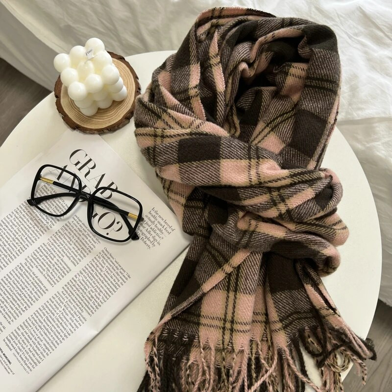 Klasični retro karirani šal Topli zimski šalovi za žene Lijepe modne ležerne marame u korejskom stilu za žene