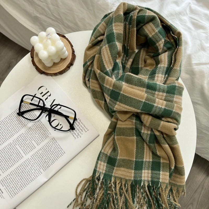 Klasični retro karirani šal Topli zimski šalovi za žene Lijepe modne ležerne marame u korejskom stilu za žene