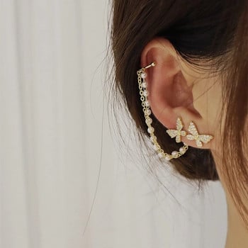 Обеци с пеперуди Шипове за уши Корейски модни обеци за жени Скоба за уши Верига Обеци с пискюли Дамски бижута Подарък за рожден ден